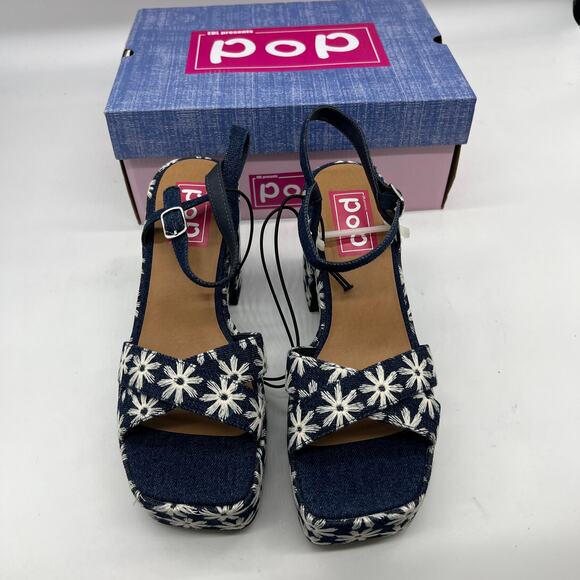 Pop Womens Grandiose Heeled Sandals Blue White Size 9.5M - Picture 2 of 12